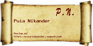 Puia Nikander névjegykártya